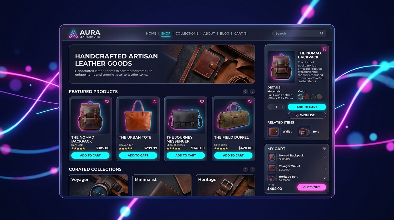 Screenshot of the Artisan Leather Goods interface